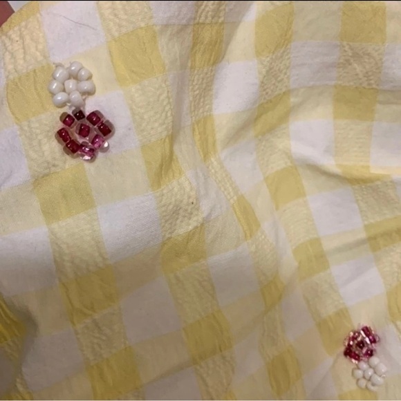 Zara Yellow & White Gingham Off-Shoulder or on the Shoulder Crop Top - Picture 12 of 12